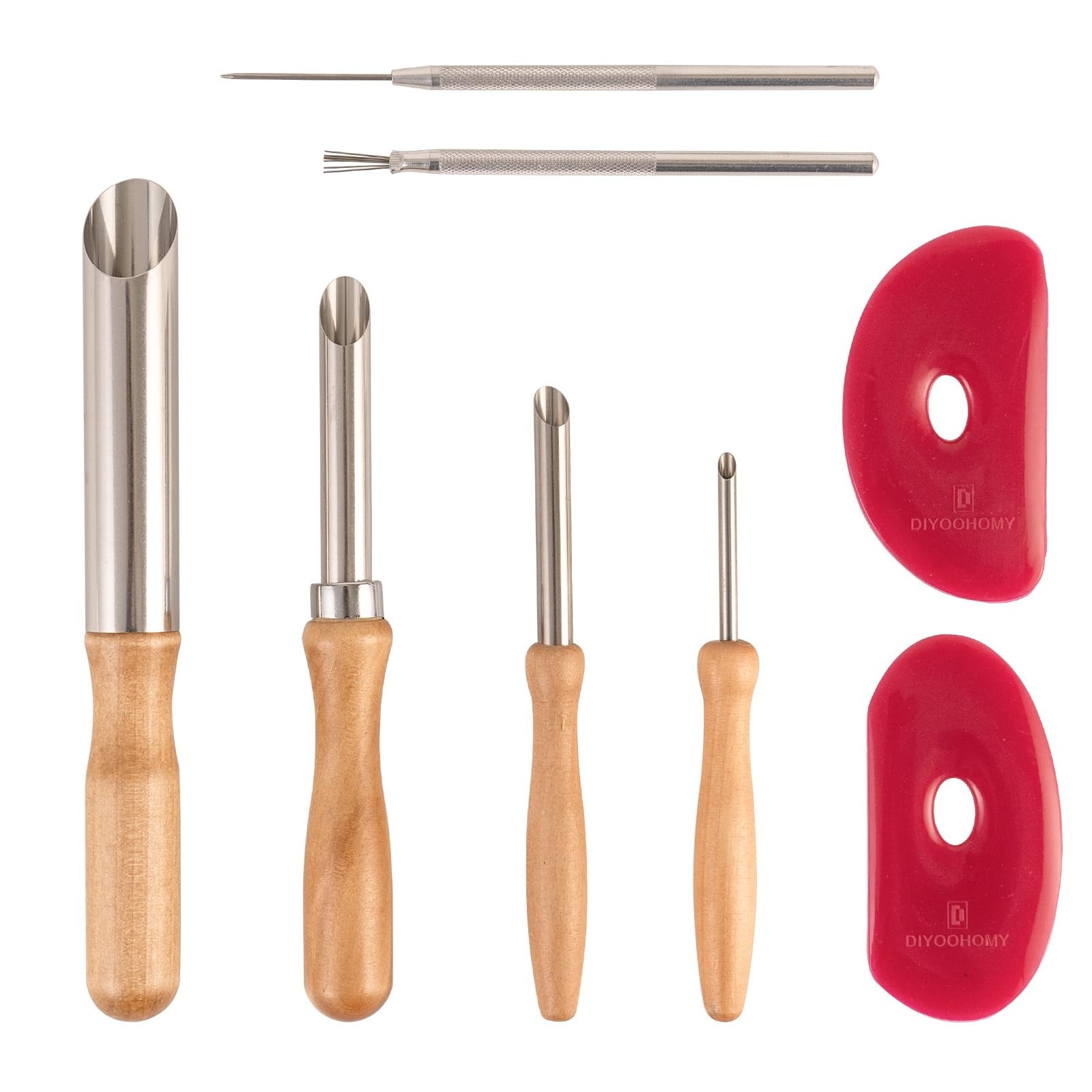 DIYOOHOMY Pottery Carving Tools Set, Clay Sculpting with Straw wood-4