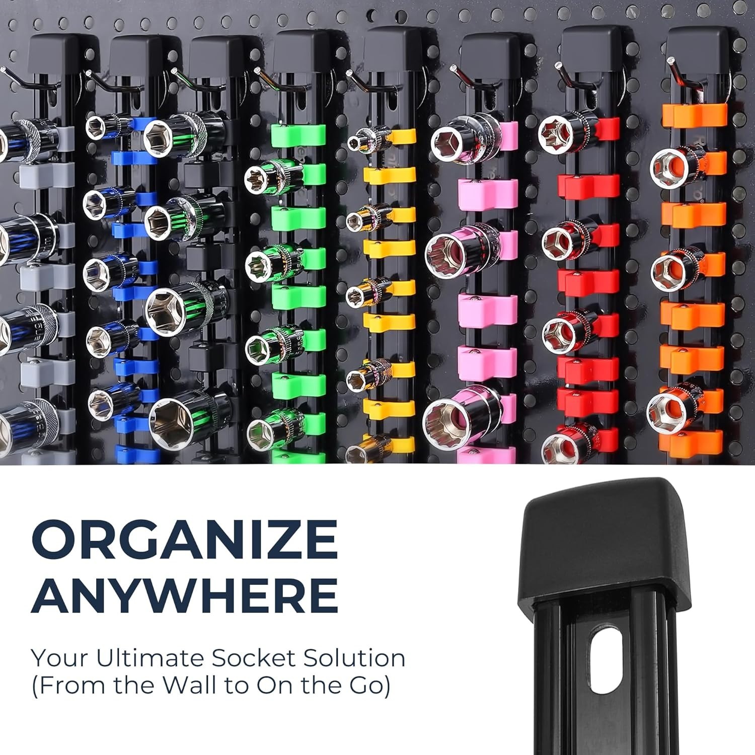 9-Piece Adjustable Socket Storage System for Tool Boxes - ABS Design