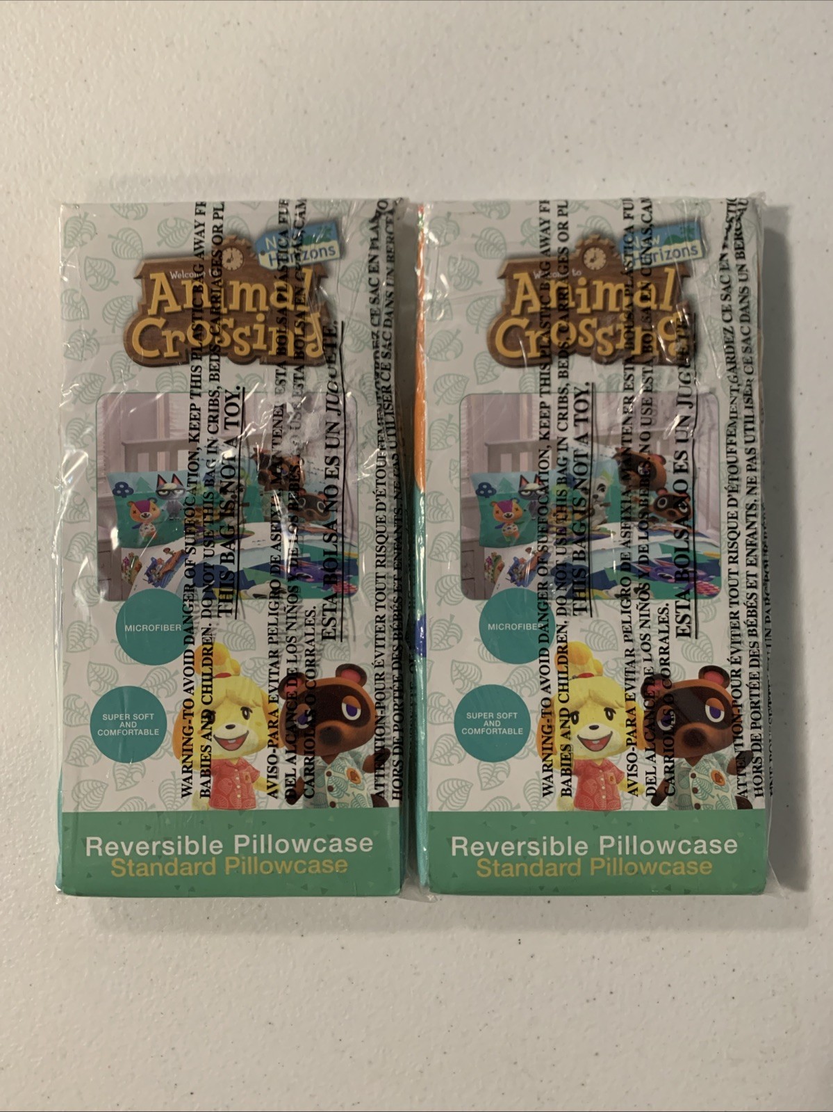 New Lot Of 2 Animal Crossing Microfiber Standard Pillowcases, 20 in x 30 in