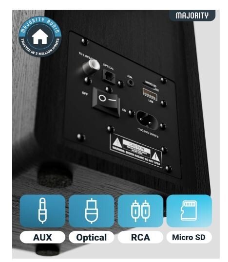 Majority D40X Powered Bluetooth Bookshelf Speakers Studio Monitors Speakers