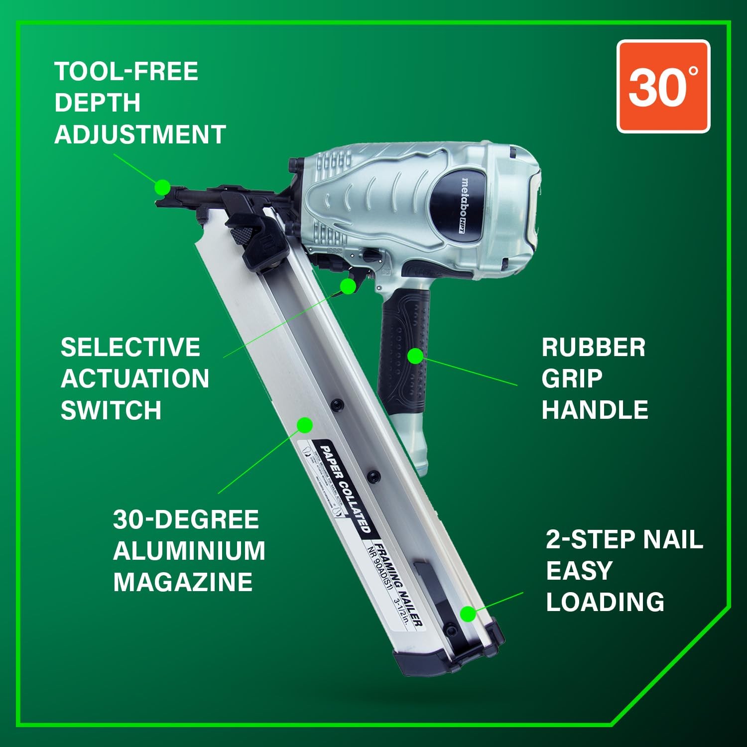 Metabo HPT Framing Nailer, Pro-Preferred Tool For Flooring, No Size