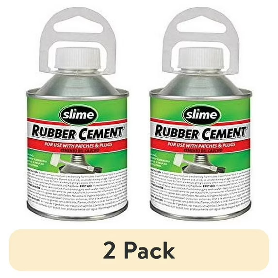 (2 pack) Slime Rubber Cement W/ No-Mess Brush Applicator 8 ounces - 1050