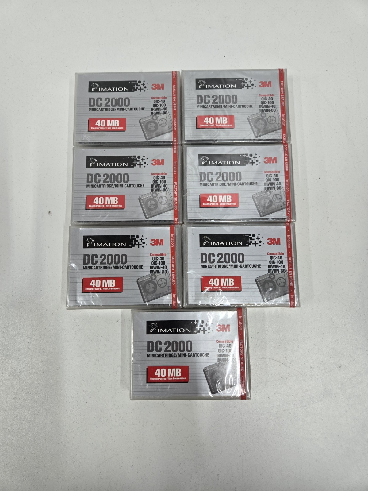 Lot of 7 Imation DC2000 40 MB Minicartridge
