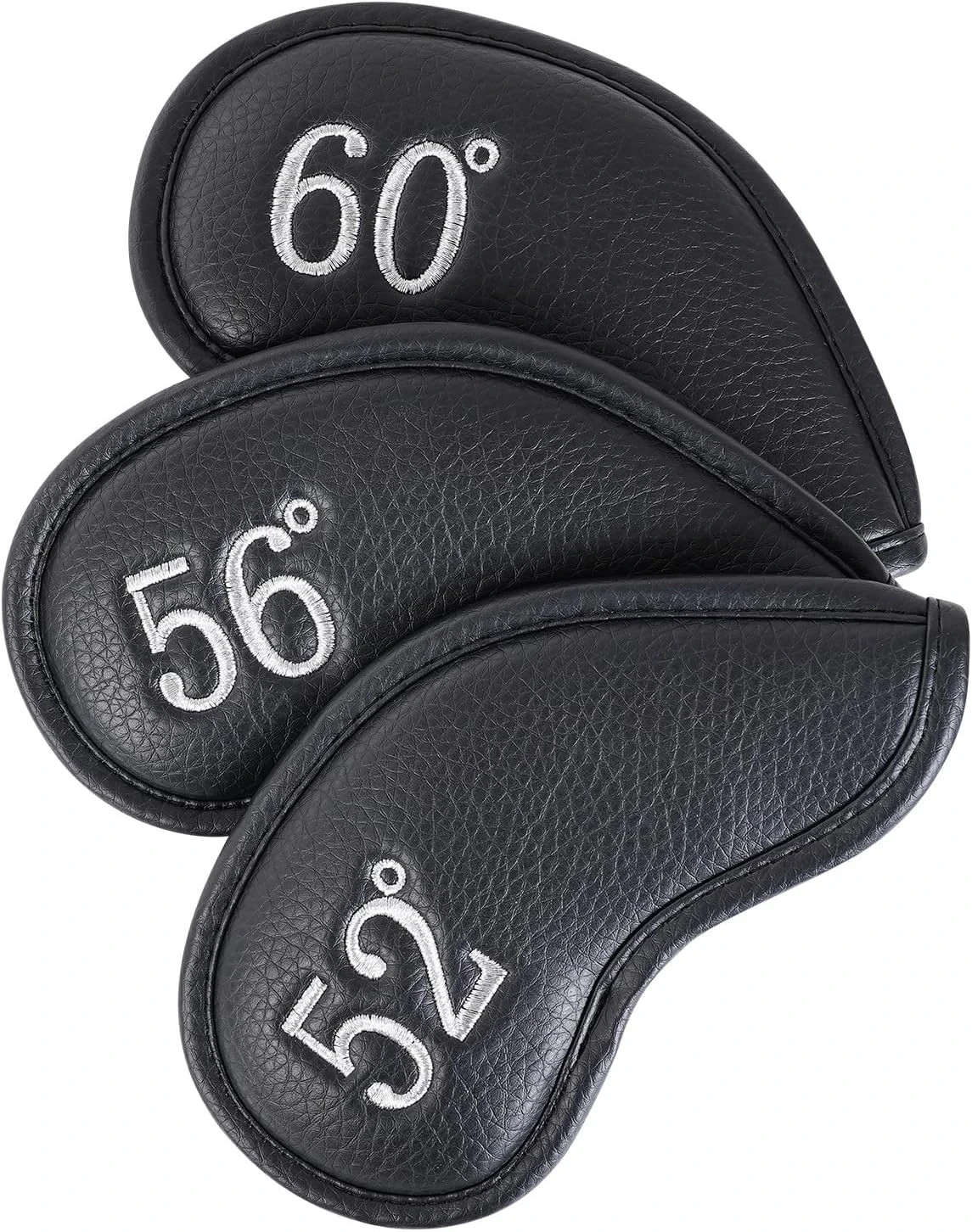 Black 52 56 60 Degree Golf Wedges Headcovers Covers Embroidered Club No. on Both