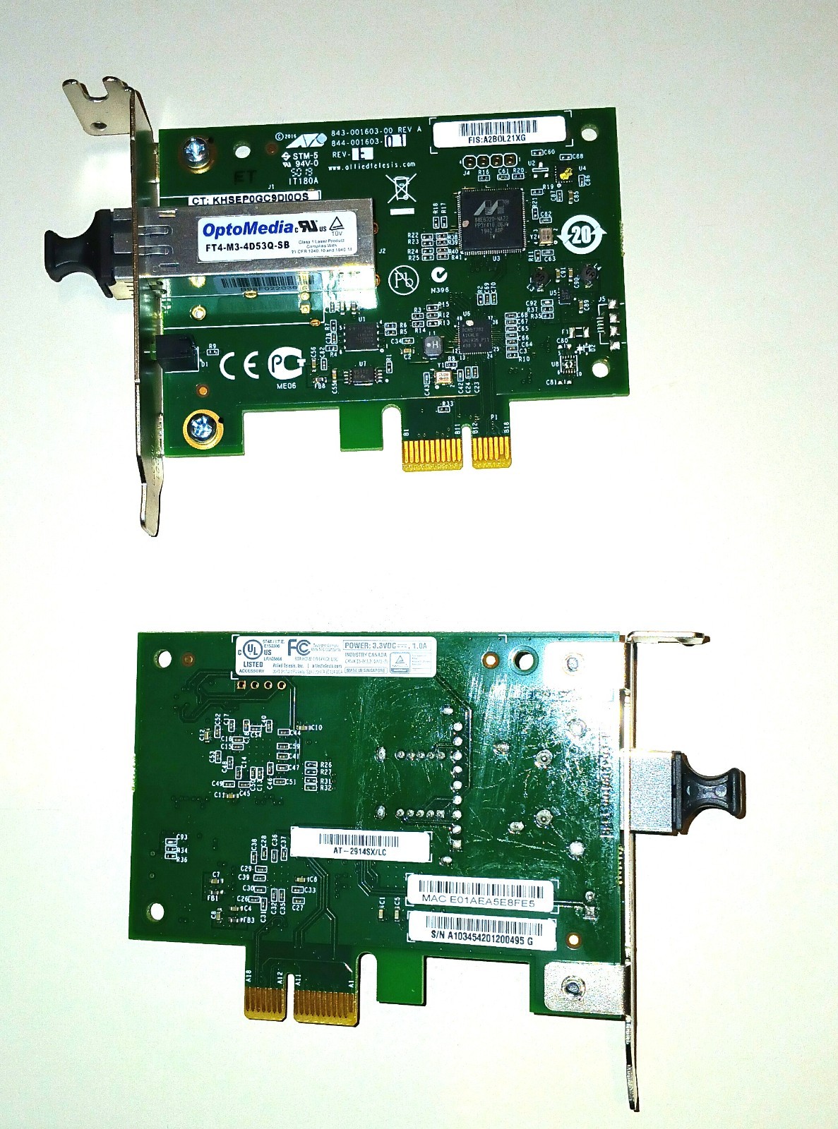 OPTOMEDIA FT4-M3-4D53Q-SB GIGABIT FIBER NETWORK CARD  QTY=1