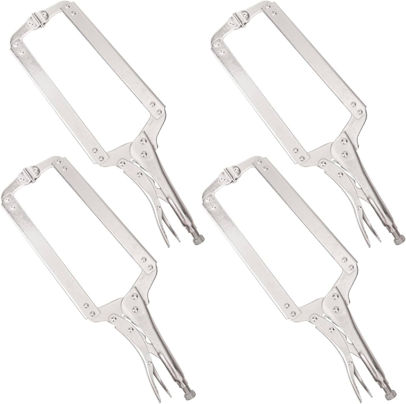 4 Pack 18 Inch C-Clamp Locking Pliers with Swivel Pads, Heavy Duty, Adjustable V