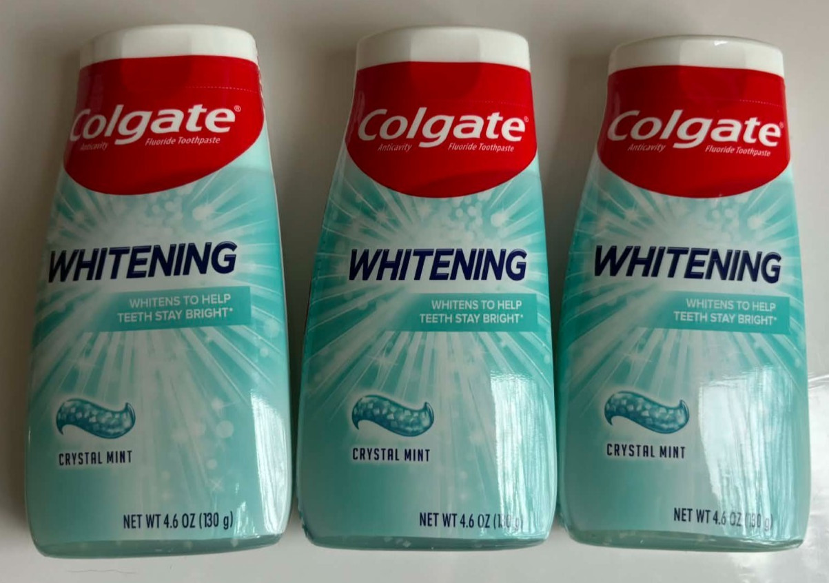 Colgate Whitening Anticavity Toothpaste Crystal Mint Flavor Lot of 3 EXP 01/2027