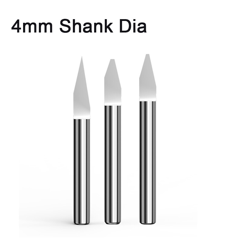 4mm Shank Carbide Flat Bottom Engraving Bits CNC Router Bits V Carving Cutters
