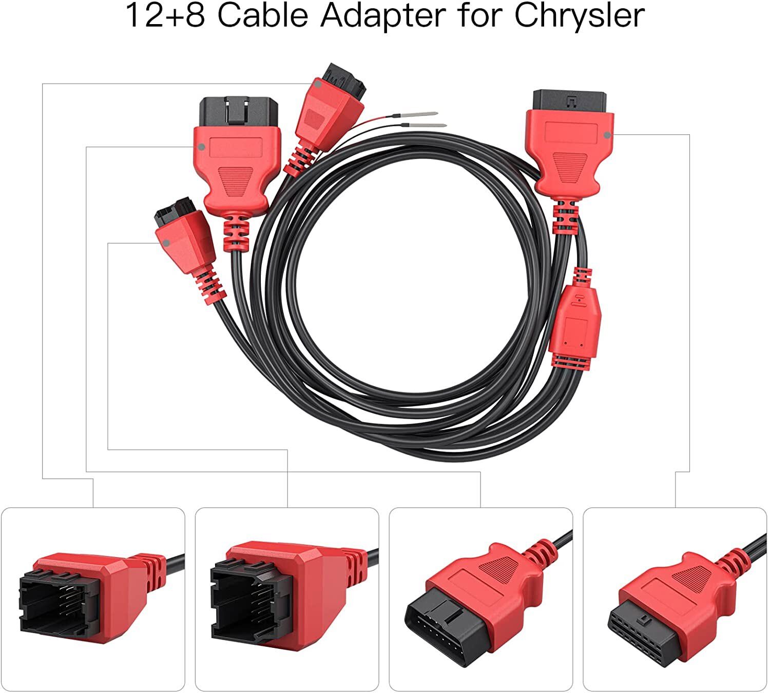 XTOOL 12+8 Pin Auto Diagnostic Cable FCA Cable for Chrysler work with D7 D8 D9