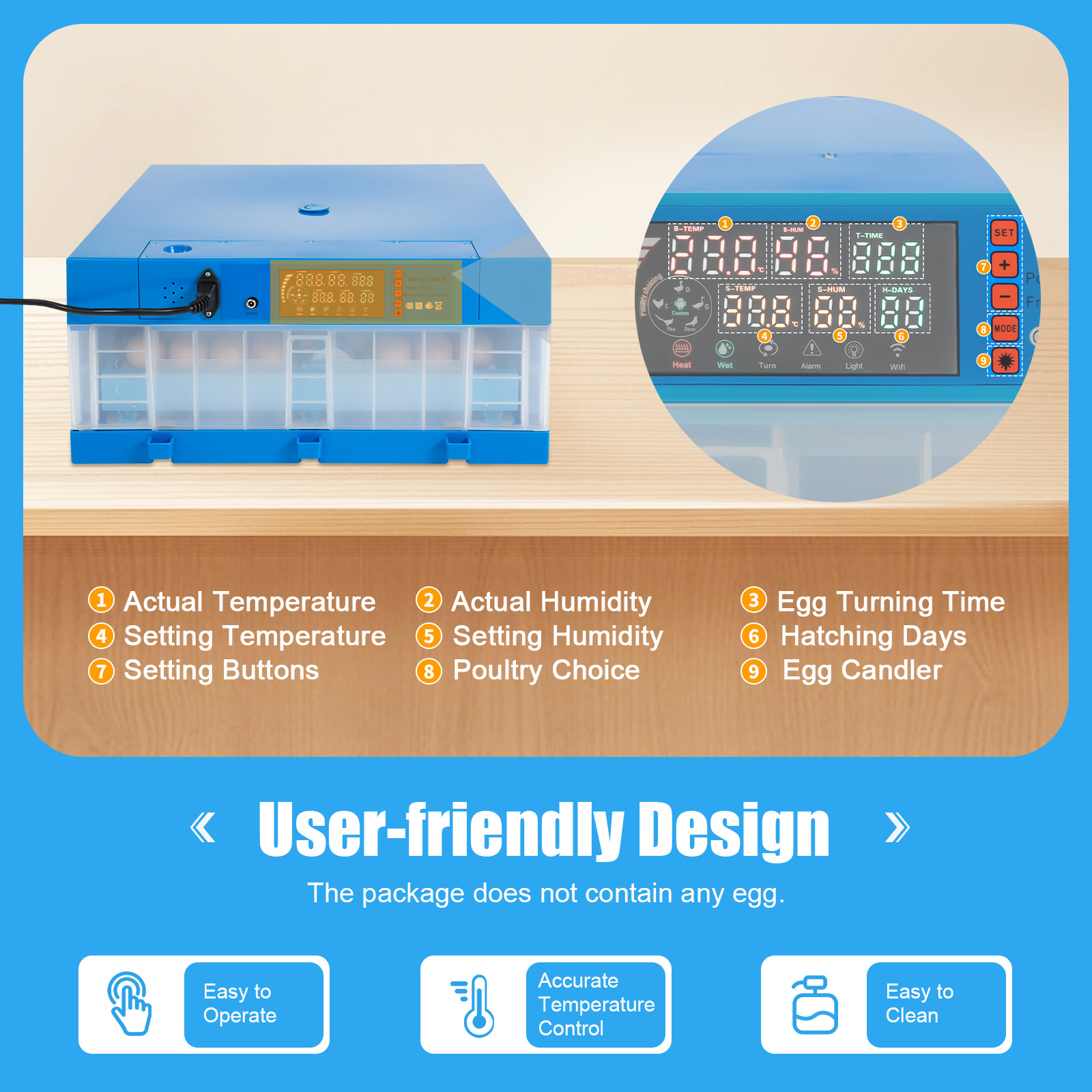 48 Eggs Incubator Automatic Digital Chicken Egg Hatcher Temperature Control US