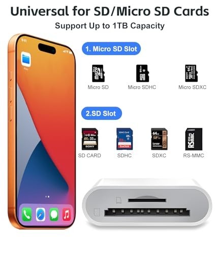 USB C SD Card Reader for Iphone 15 16/Ipad/Macbook/Mac,Type C Memory Trail Camer
