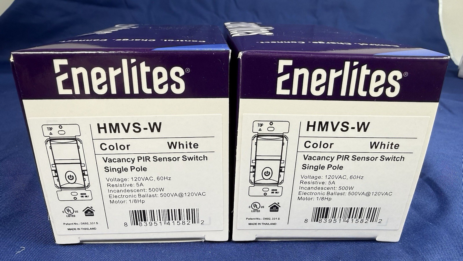 Lot Of 2 - Enerlites HMVS-W Vacancy Sensor, PIR Wall Switch