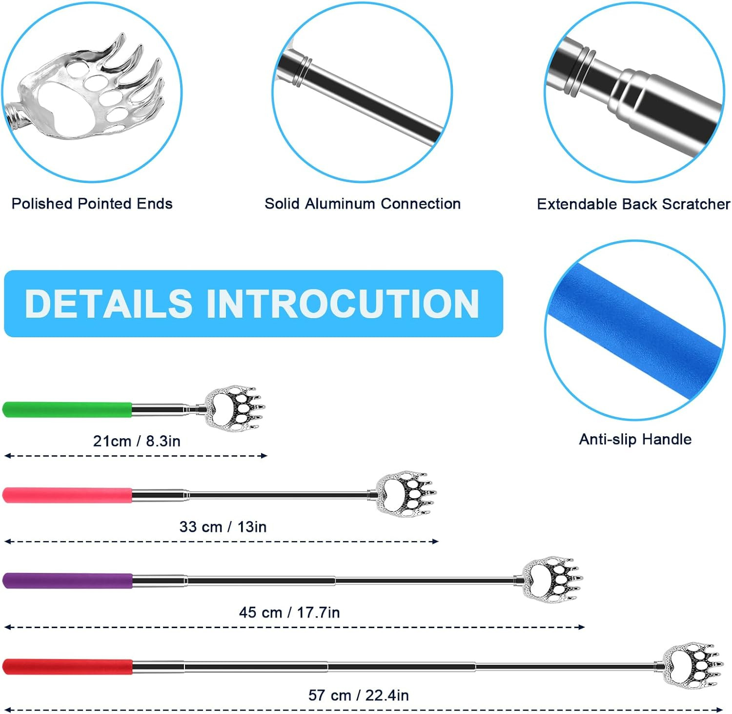12 Pack Extendable Bear Claw Back Scratcher Bulk, Stocking Stuffers for Men Wome