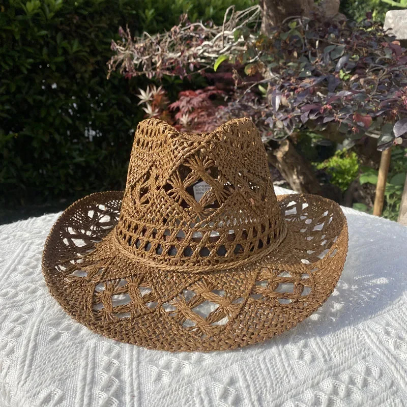 Straw Hat for Women Men Summer Handmade Classic Vintage Hollow Out Western