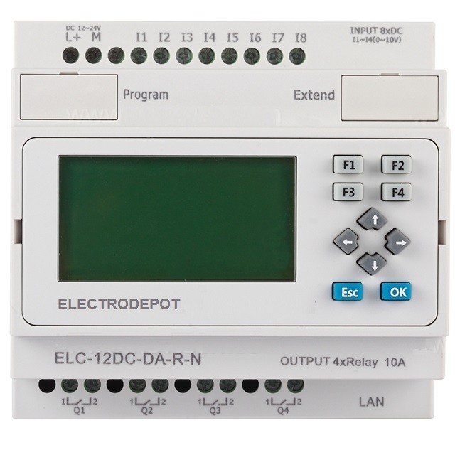 PLC Programmable Controller Fuction Logic Softw 8 in, 4 Out HMI w USB interface