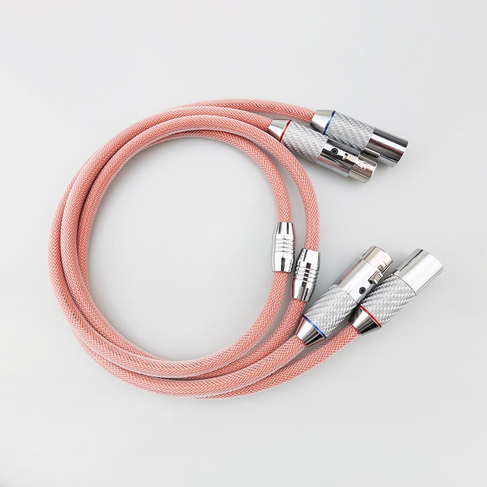 Pair 124cores Pure Solid Silver XLR Balanced Cable Hifi Audio Carbon Fiber Plug