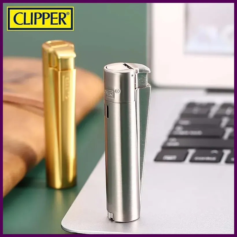 Clipper Metal Torch Lighter with Dust Cover Windproof Jet Blue Flame