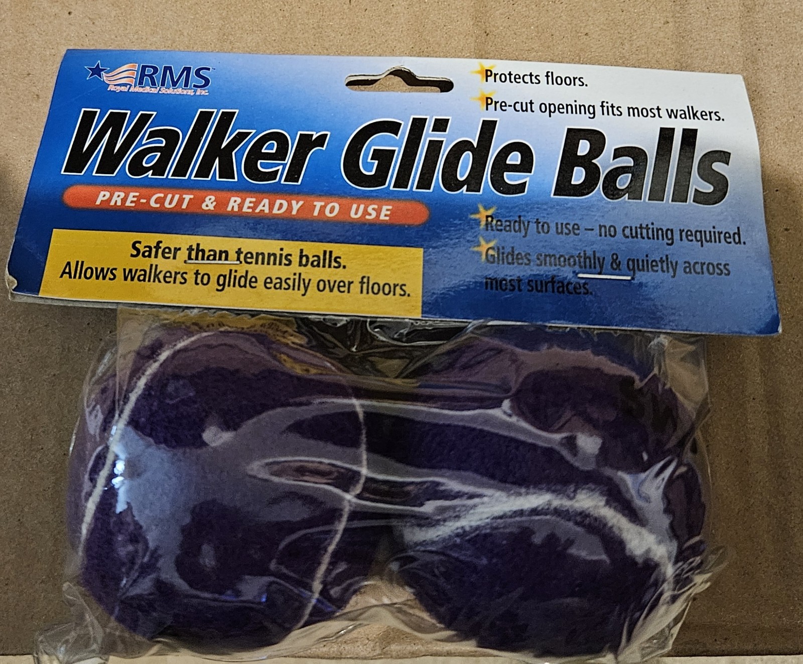 RMS Walker Glide Balls Precut, Purple, 2 Count