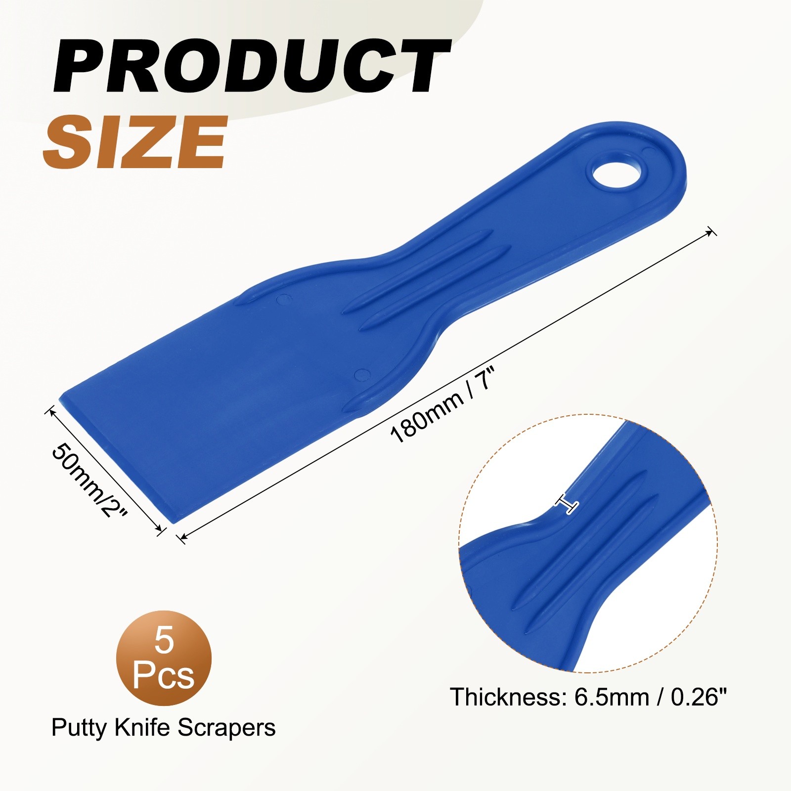 5pcs Putty Knife 2" Width Flexible Plastic Putty Knife Paint Scraper Blue