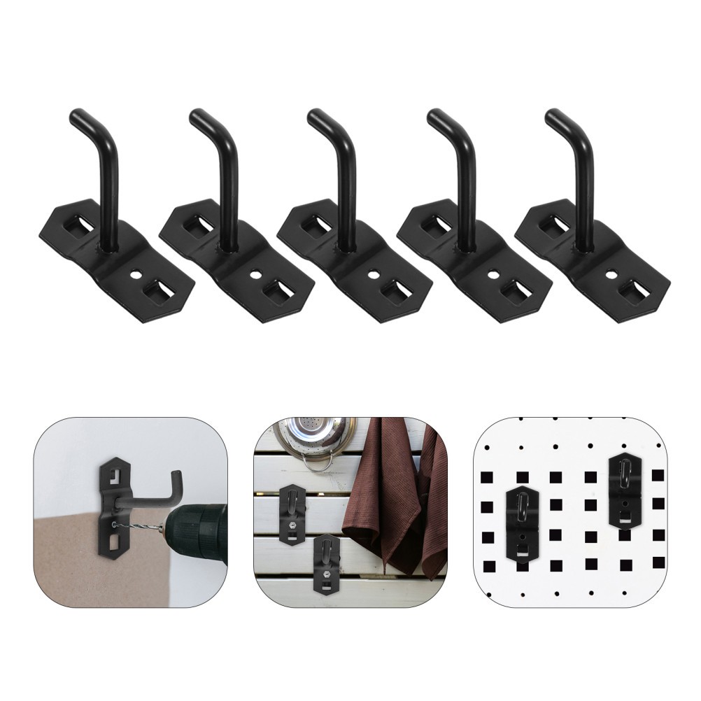 10Pcs Adjustable Black Iron Pegboard Wall Display Hooks for Shelving