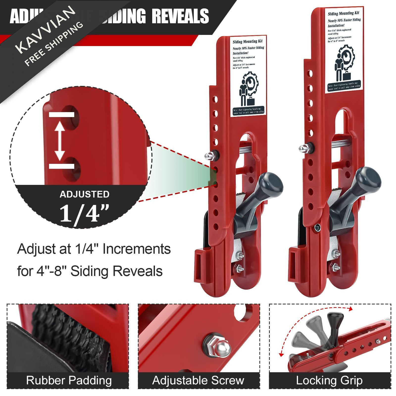 Siding Installation Tools, Mounting Kit, Compatible 5/16- Inch, Red