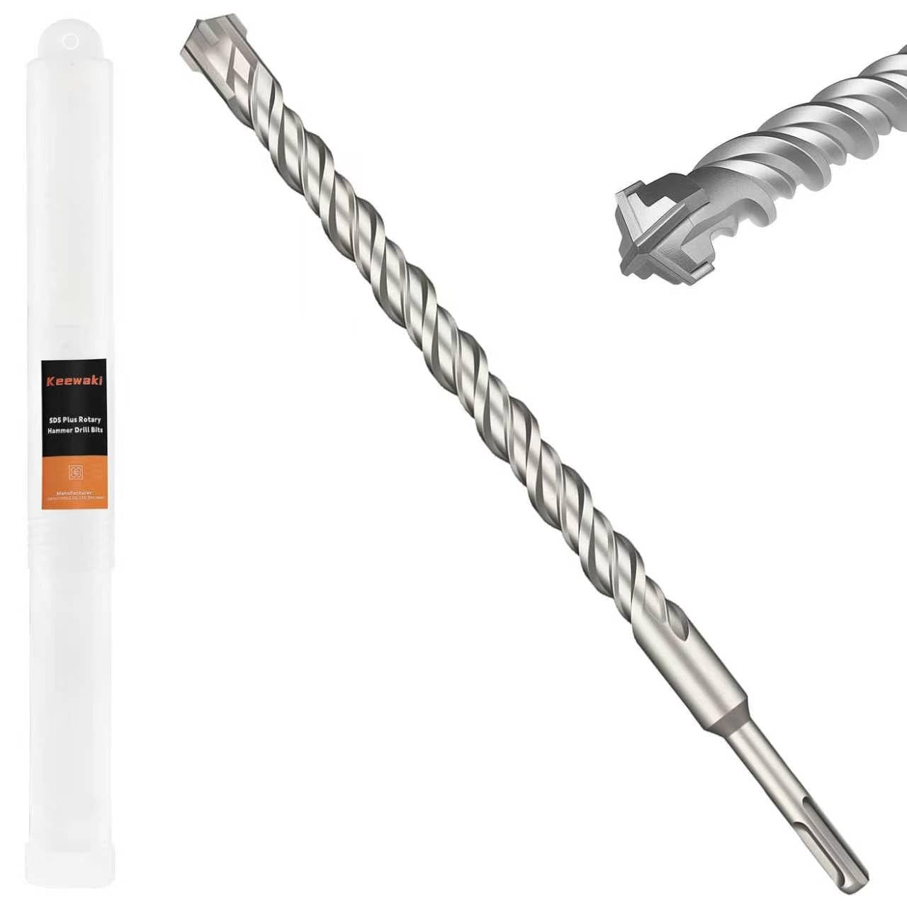 1-1/4" x 18" 2 Pack SDS Plus Concrete Drill Bit, Cross Carbide Tip