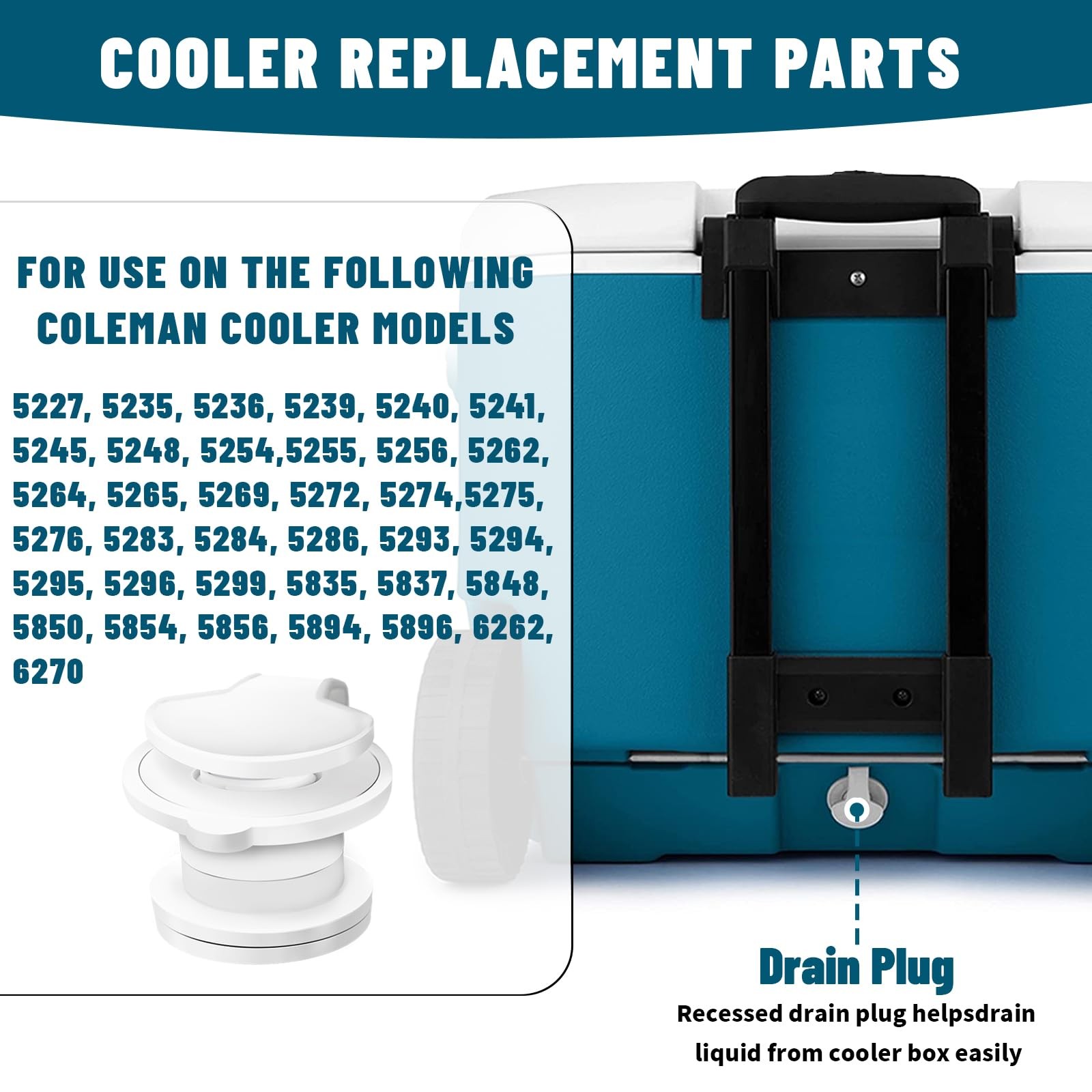 Cooler Drain Plug Replacement for Coleman Cooler Standard Drain Plug Assembly...