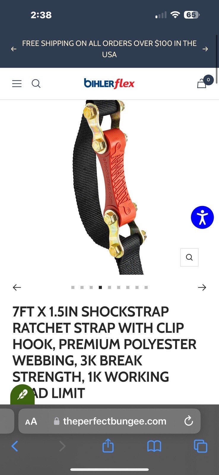 ShockStrap 1.5" Ratchet Tie Downs 7RSBKP