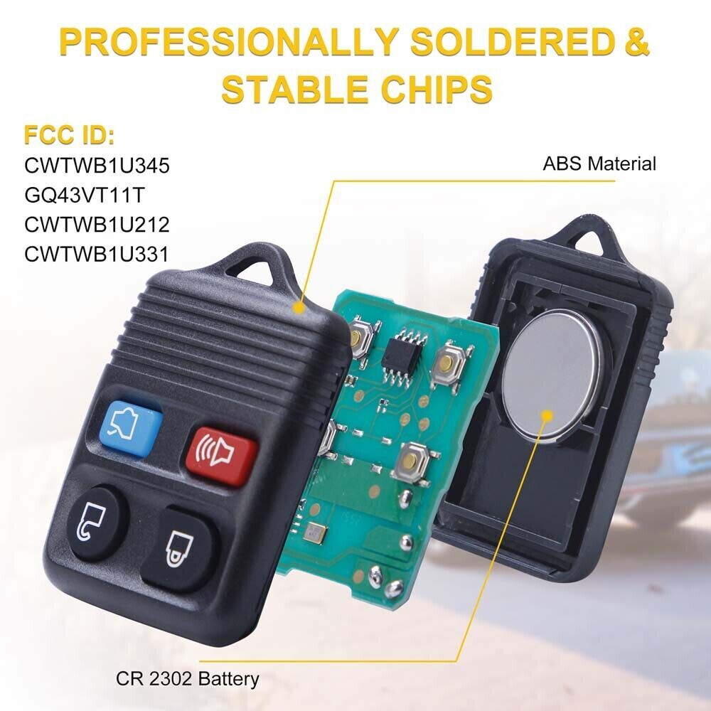 4 Button Keyless Entry Remote Control Fob Clicker Transmitter For Ford Lincoln