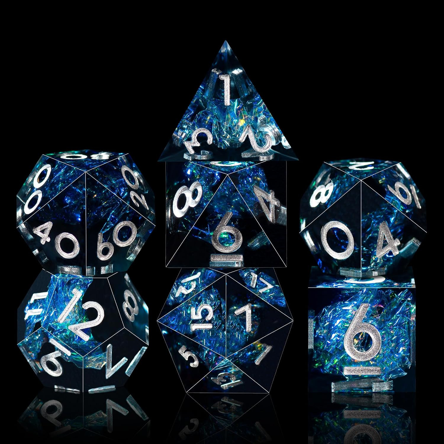 7-Die DND Dice Set Handmade Sharp Edge Polyhedral Dice for Dungeons