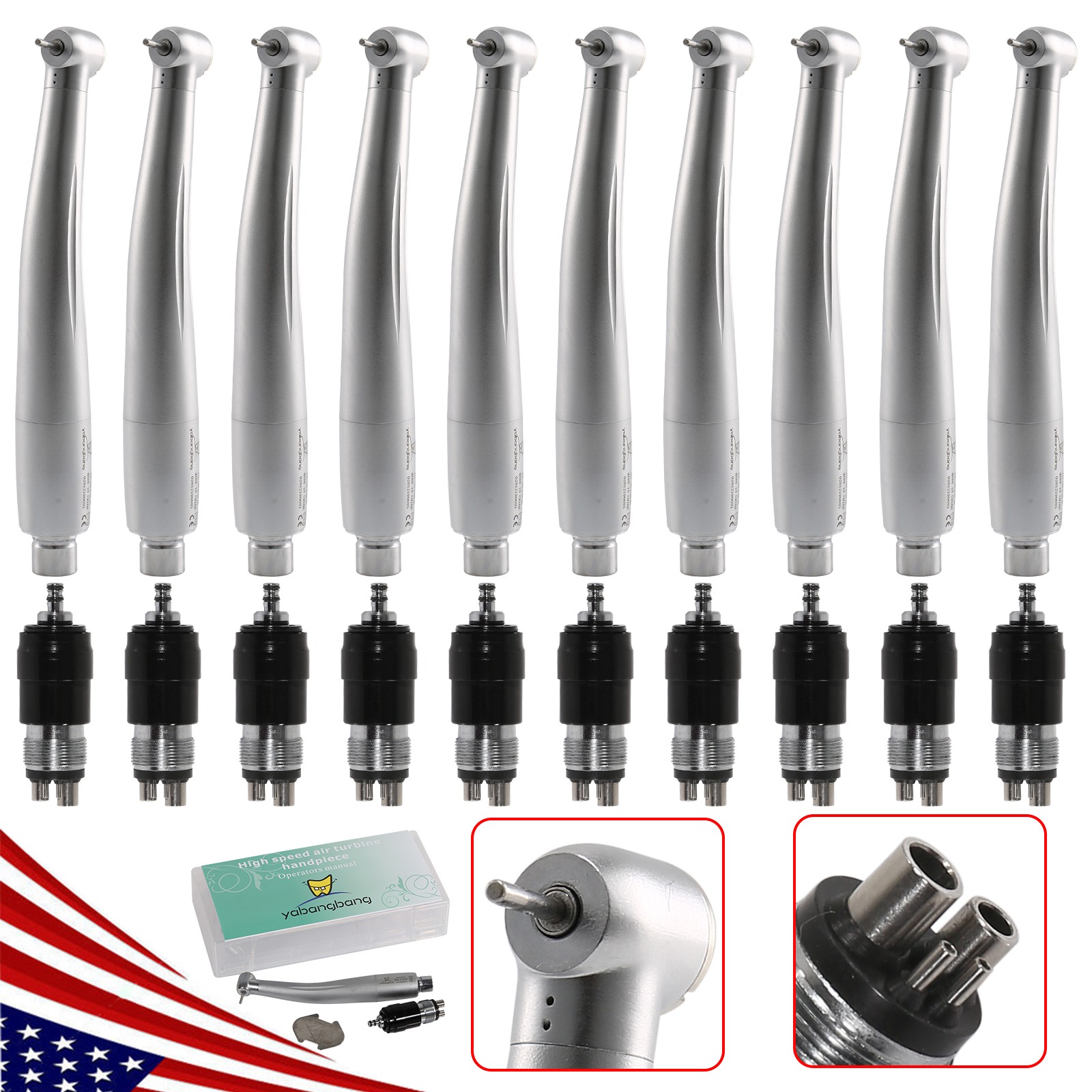 10 NSK Style Dental High Speed Handpiece Air Turbine Standard Coupler Swivel 4H