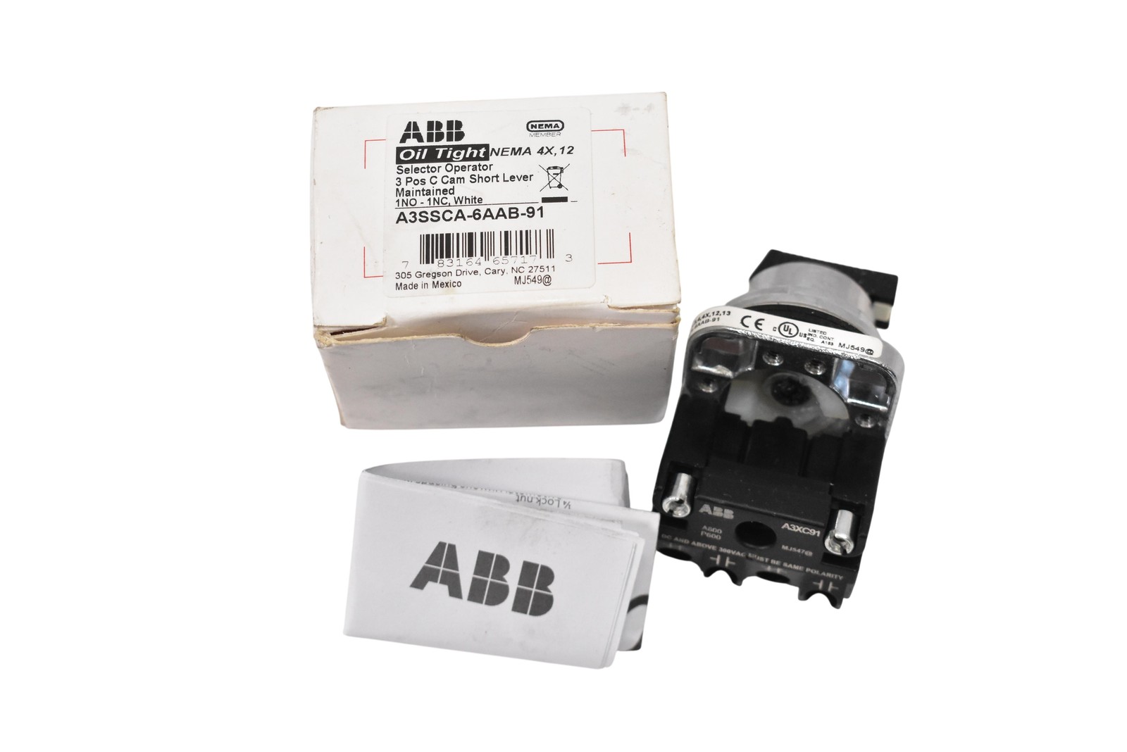 ABB A3SSCA-6AAB-91 Rotary Selector Operator A3XC91 Black Chrome Finish