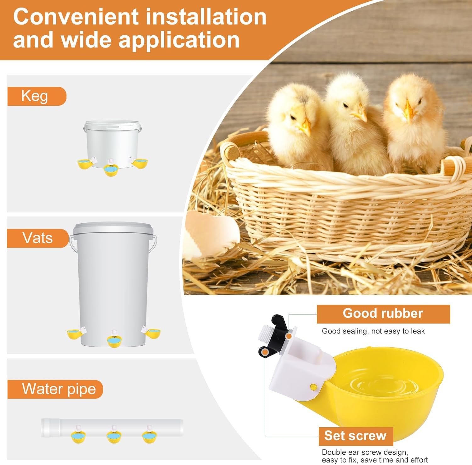 Chicken Waterer Cups 8 Pack/Yellow DIY Automatic Large Chicken Water Feeder