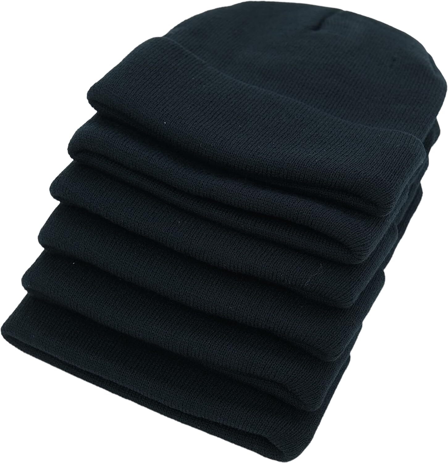 ToBeInStyle Unisex Pack of 6 or 3 Soft Stretchy Beanies One Size, 6-pack Black