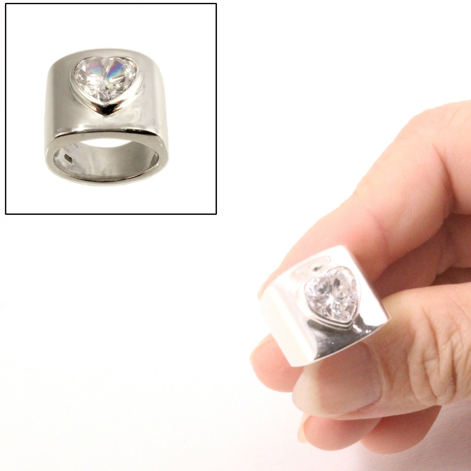 Solid Sterling Silver .925 Handmade Cubic Zirconia Solitaire Ring TPJ