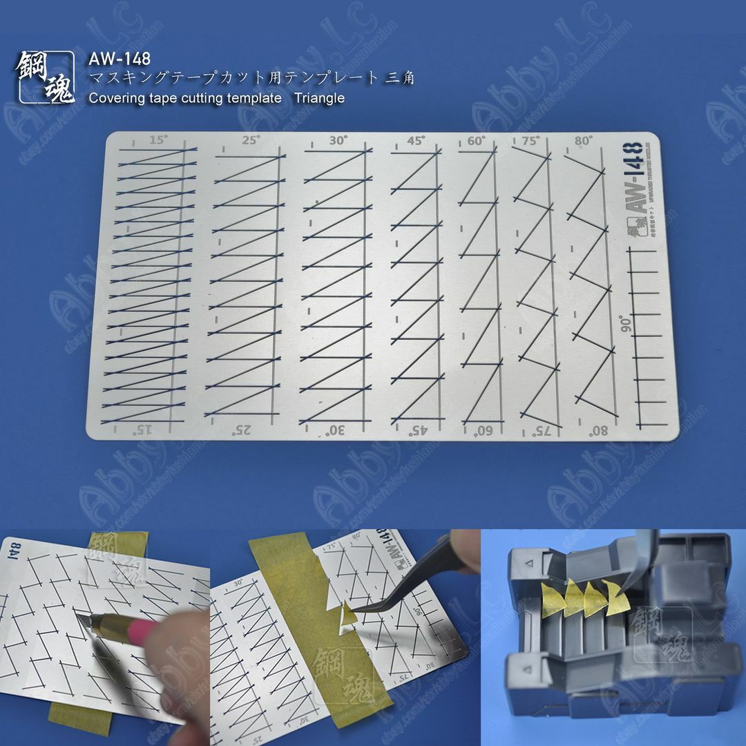 Covering Tape Cutting Template Triangle Sheet AW-148 for Aircraft Military Model