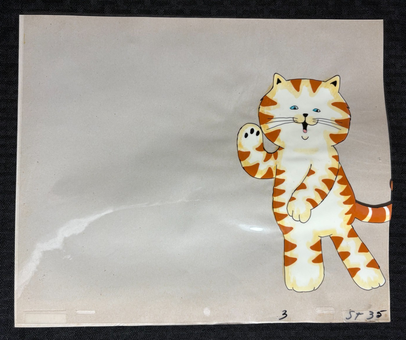 1980's GOOD MEWS Cat Food 12.5x10.5" Animation Cel SC3 ST-35 Orange & White Cat