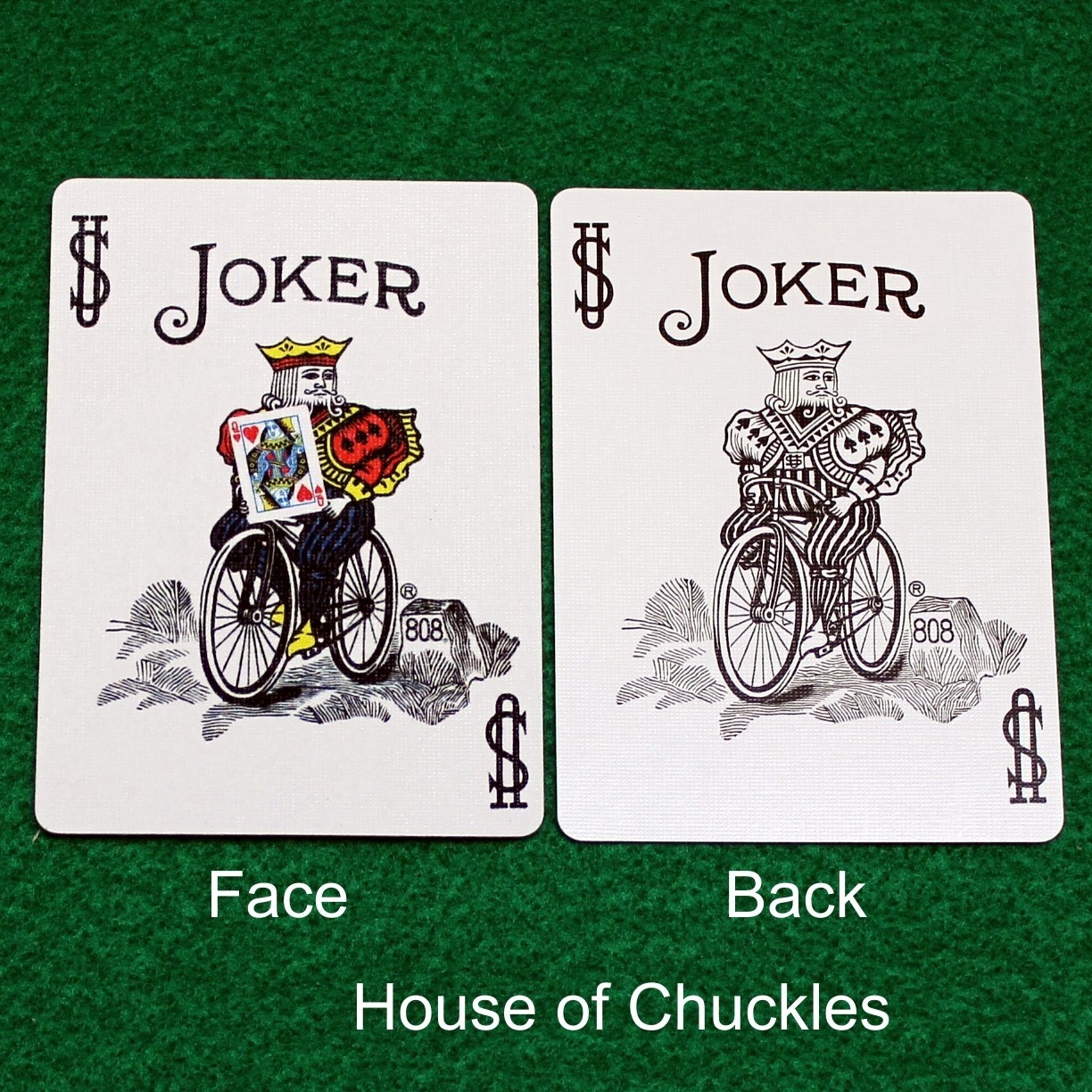 Color Joker Reveals Queen of Hearts, Bicycle Printed Gaff Card, Joker