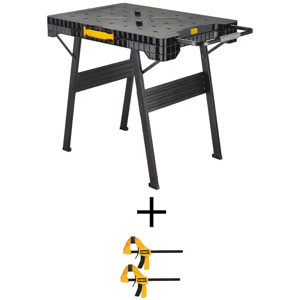 33" Folding Portable Workbench Sawhorse and12" Medium Trigger Bar Clamp (2 Pack)