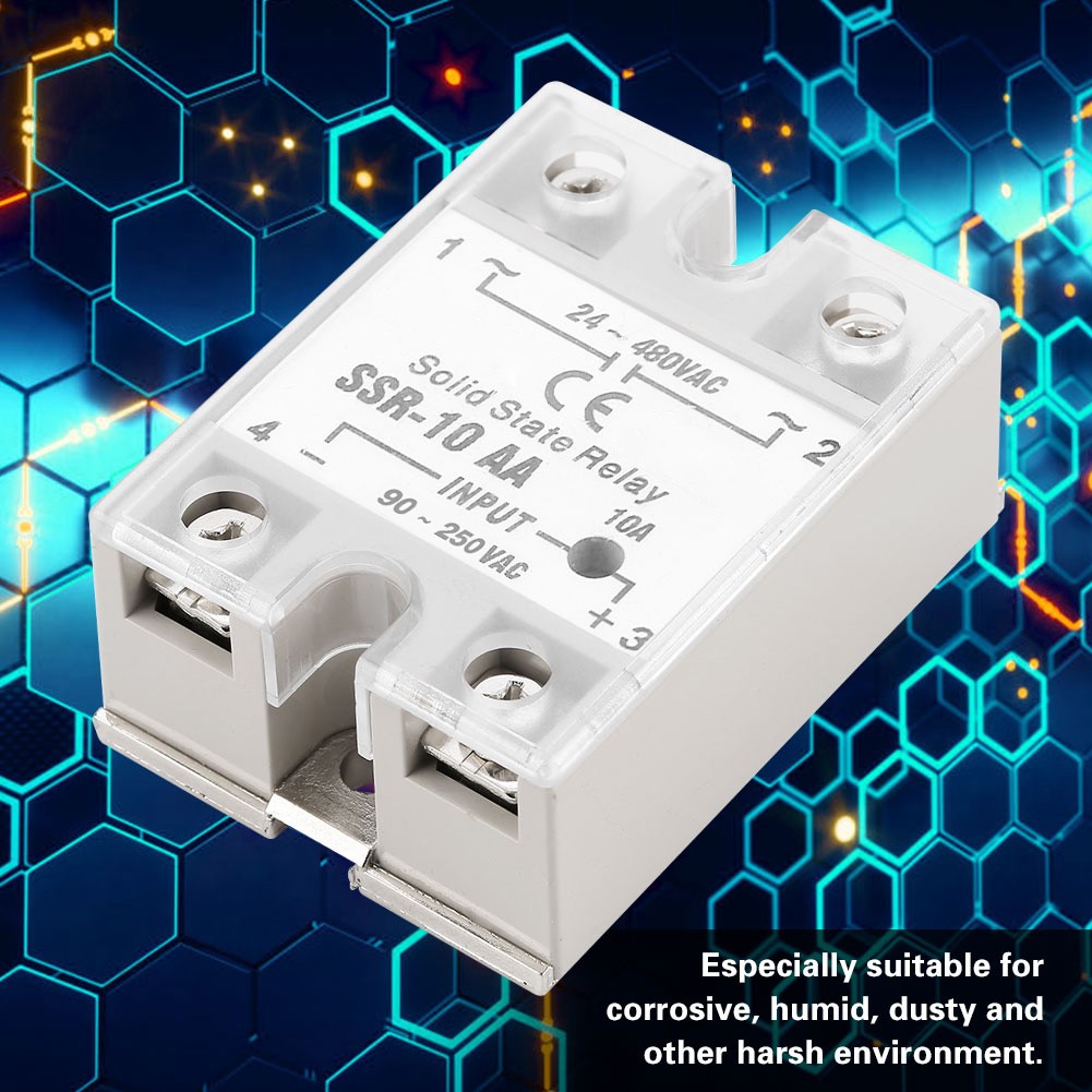 SSr 10 AA 10A Solid State Relay Module SSR AC-AC Input 90-250V AC Output 24-480V