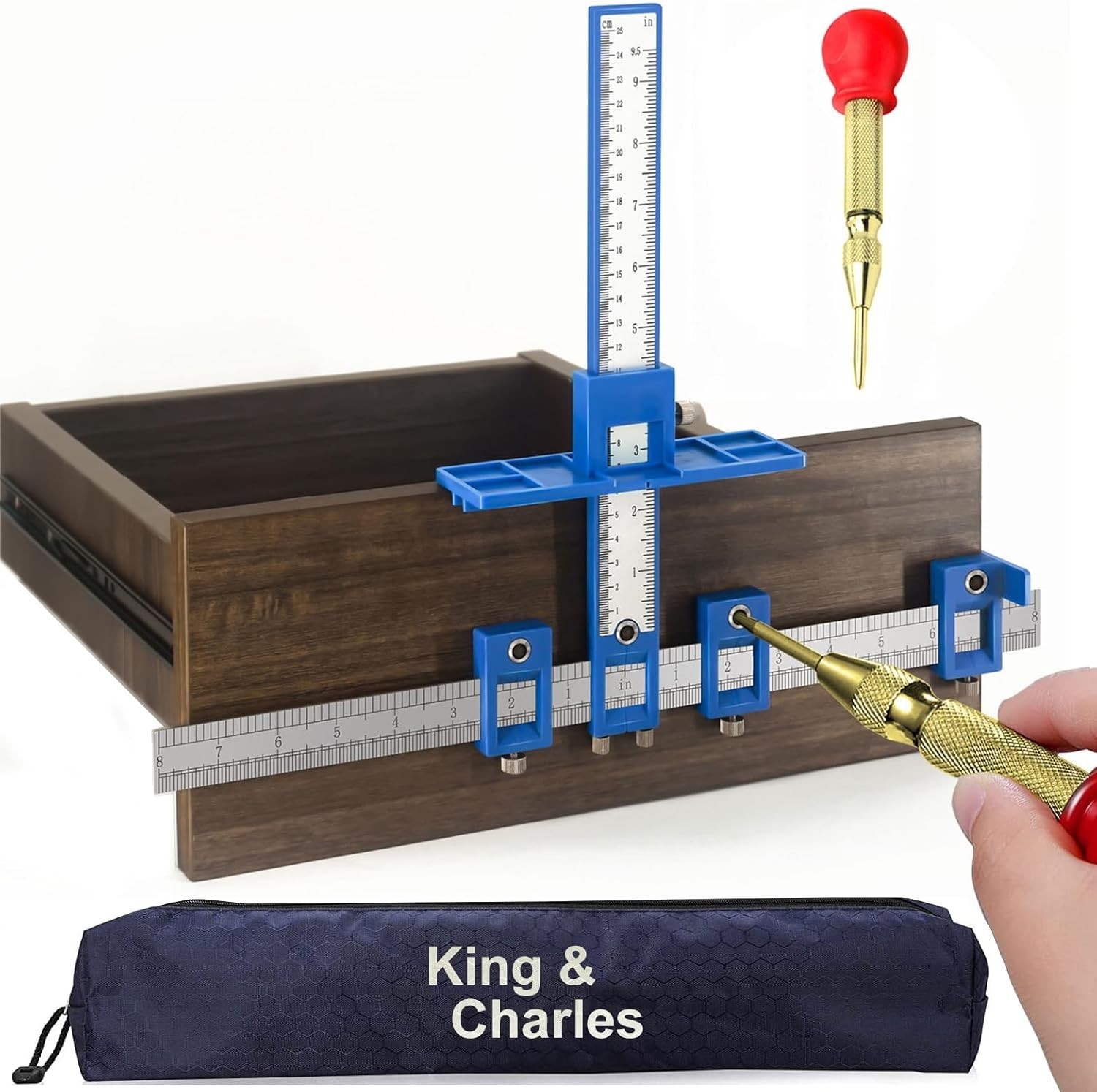 NEW King & Charles Handle Cabinet Hardware Jig & Automatic Center Punch Set