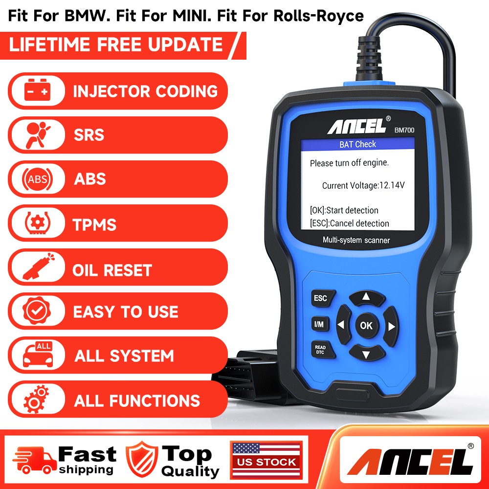 ANCEL BM700 Fit for BMW OBD2 Scanner All System Diagnostic Scan Tool Code Reader