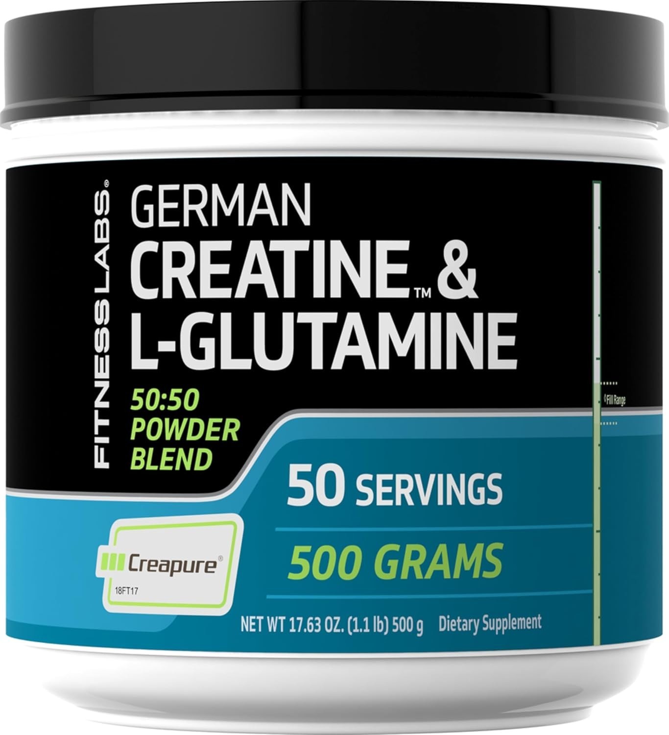 Fitness Labs German Creatine Powder 1.1 lb - 100% Pure Creapure, 50 Servings