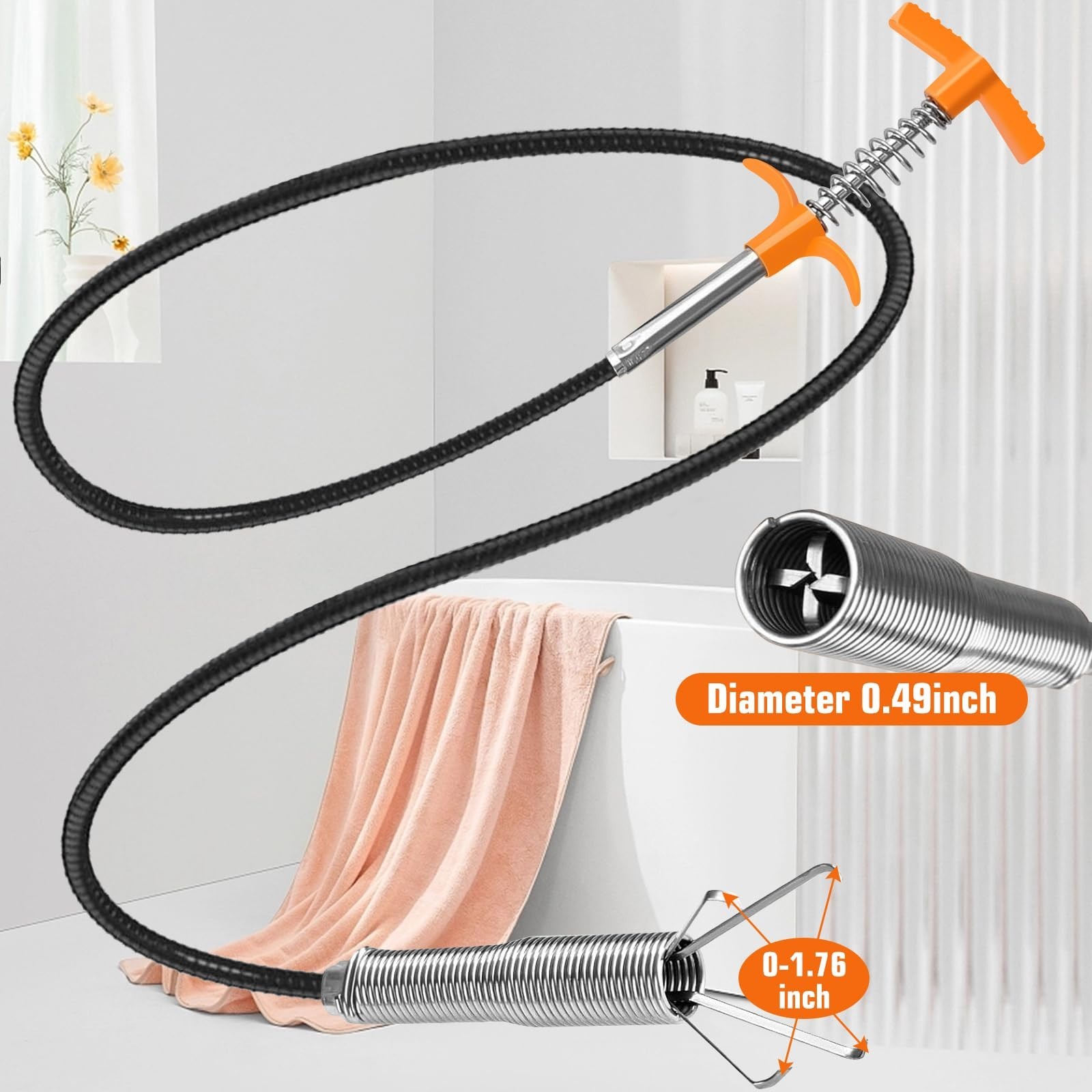 New Upgrade 35 inch Drain Snake Hair Drain Clog Remover Tool - Sink Drain Cle...