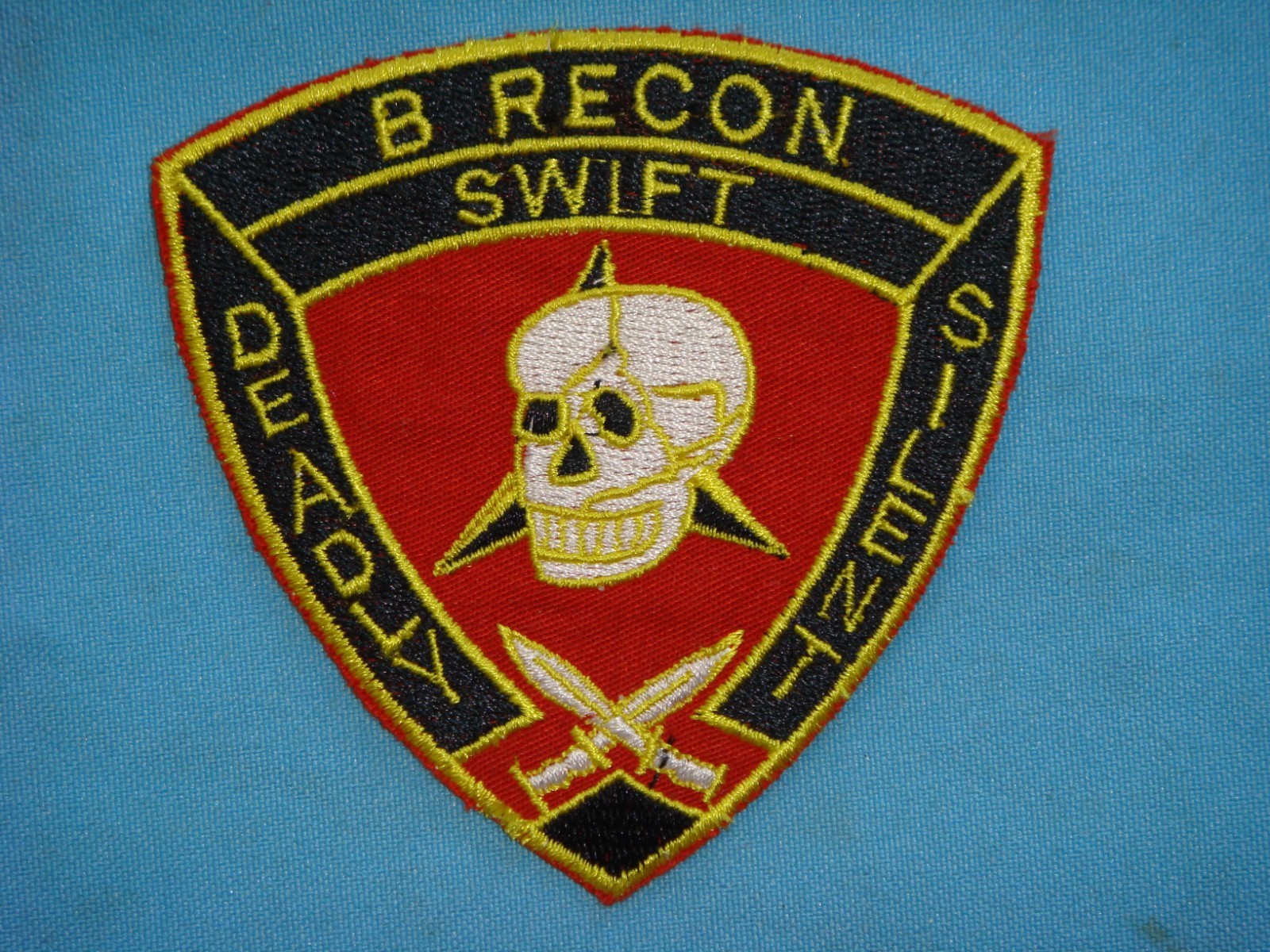 VIETNAM WAR PATCH, USMC B COMPANY 3rd MARINE RECON SWIFT- DEADLY- SILENT
