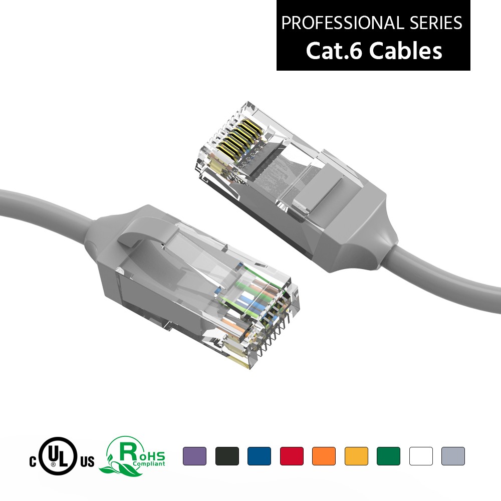 1Ft CAT6 28AWG Slim Ethernet Network Cable Gray