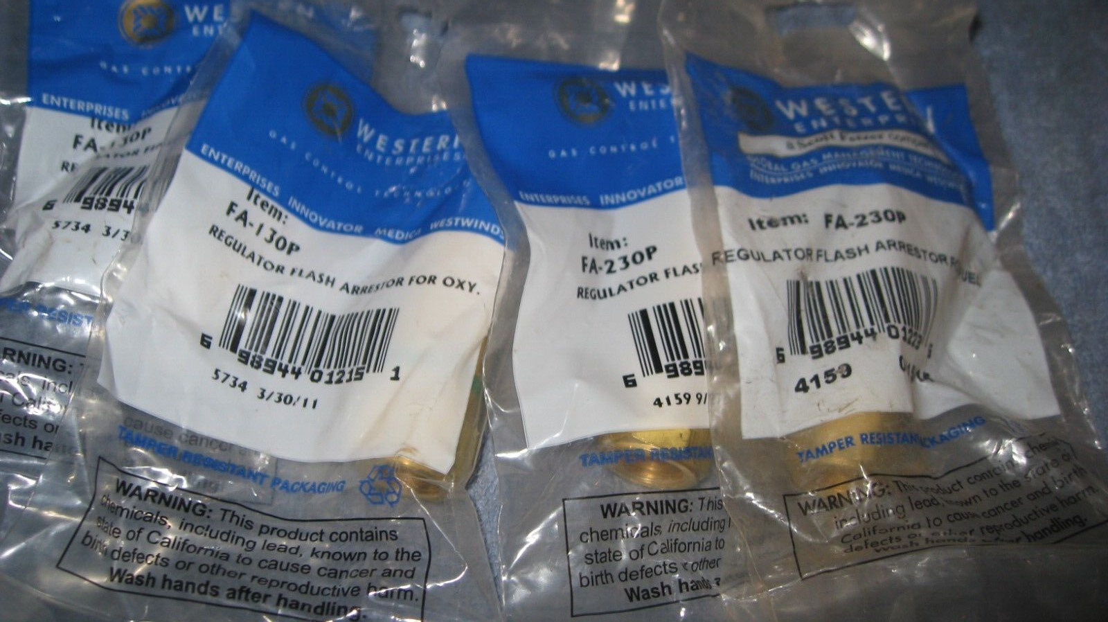 2 SETS WESTERN ENTERPRISES FA-130P&FA230P  REGULATOR FLASHBACK ARRESTOR NOS