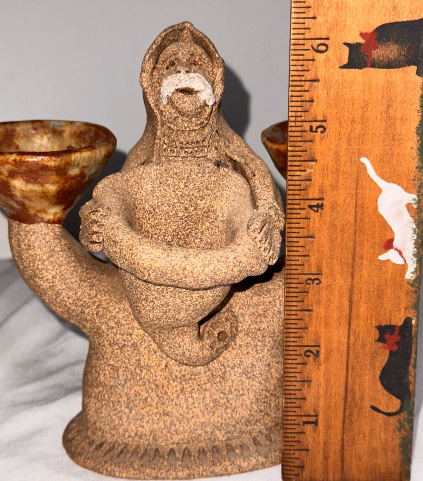 Handcrafted Stoneware Double Candleholder incense