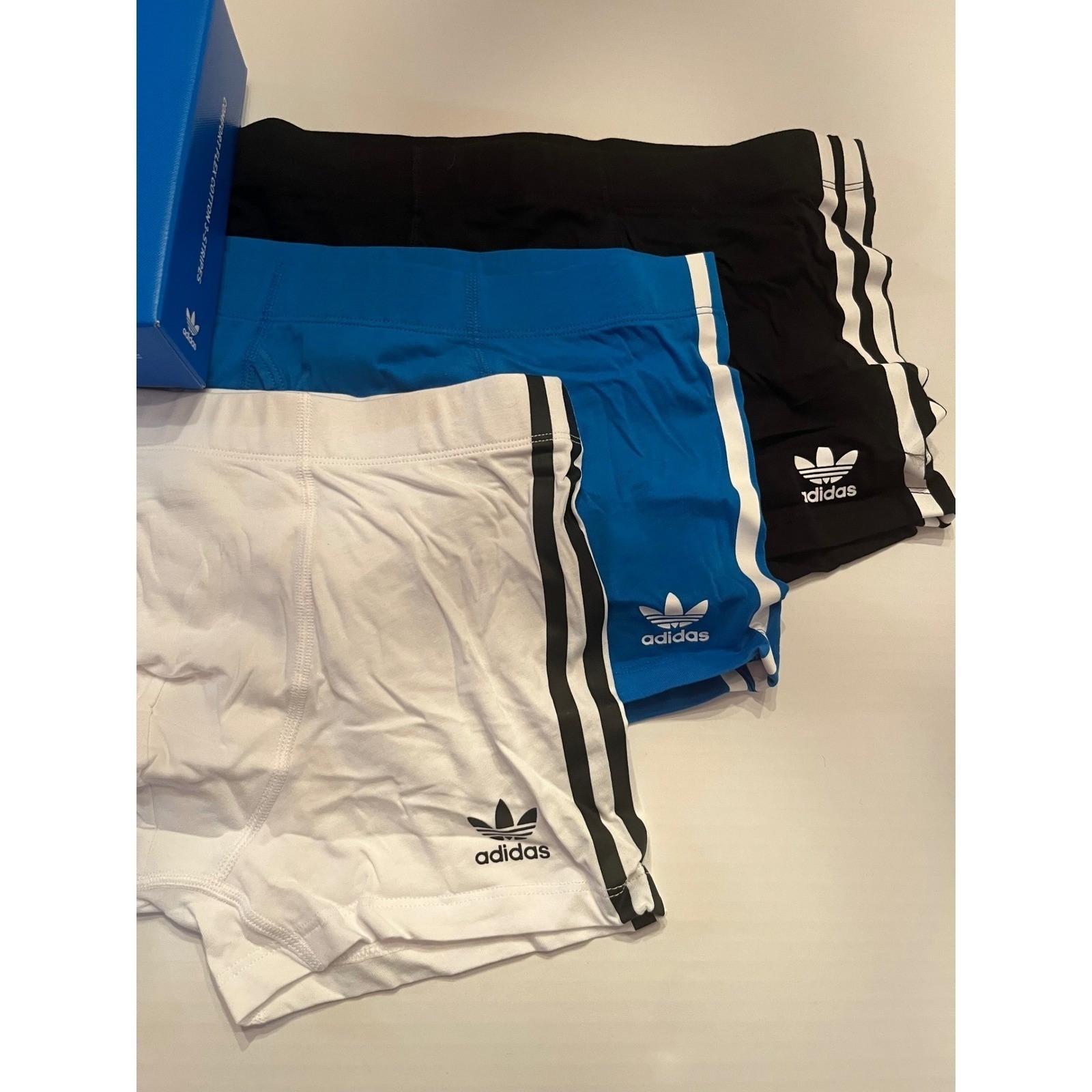 Adidas 3 Pack Comfort Flex Cotton 3 Stripes Boxer Trunks Size Large 36-38