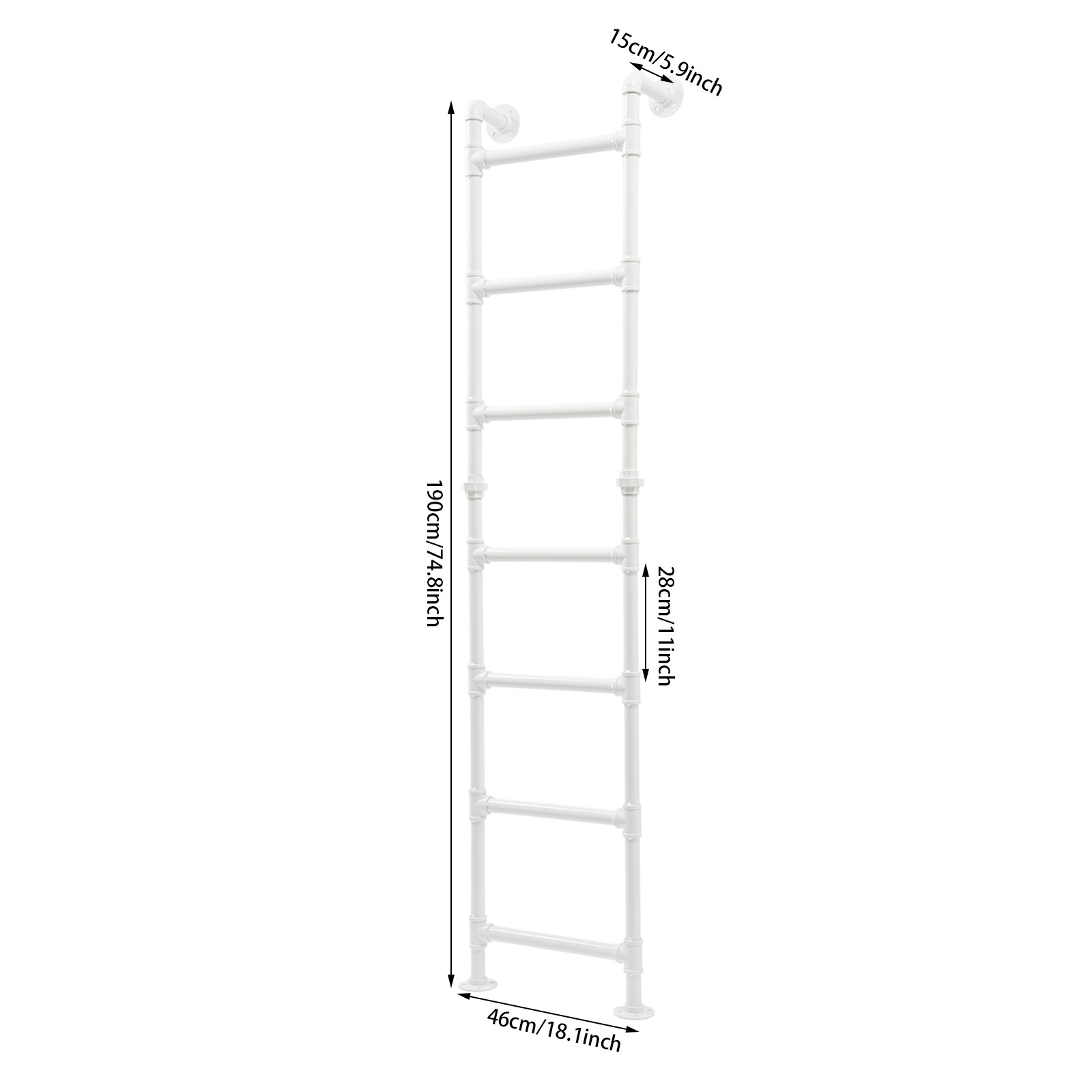Modern 7-Step Bunk Bed Ladder - Space-Saving Carbon Steel Design